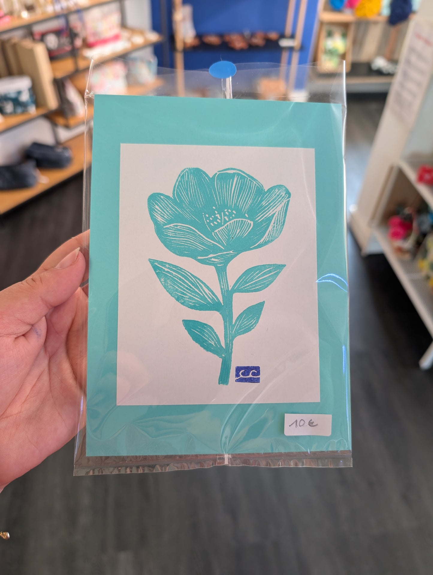 Affiche fleur bleu cian