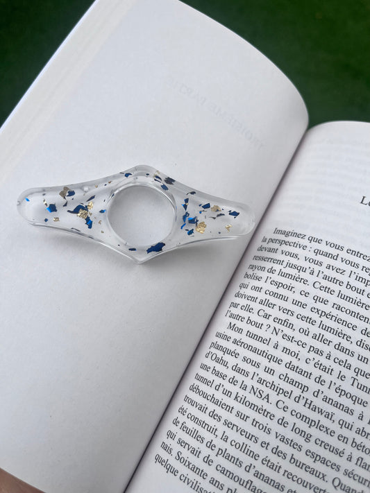 Bague de lecture bleu et or