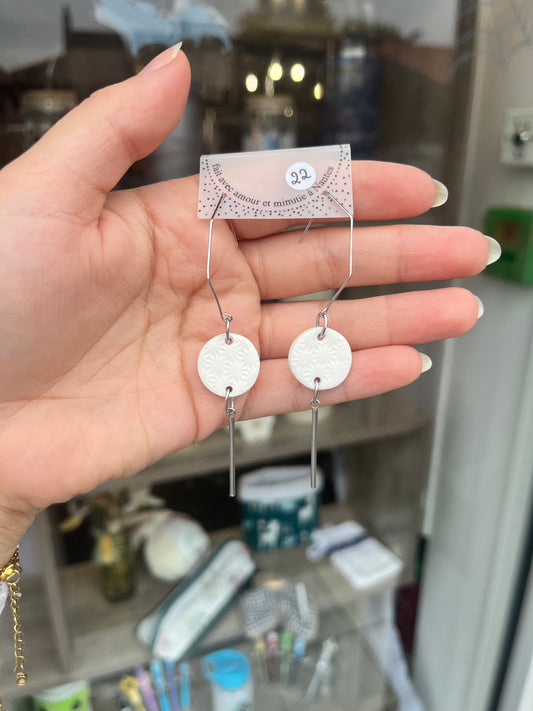 Boucle d’oreille céramique blanc et argent