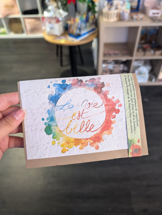 Carte à planter "La vie est belle"