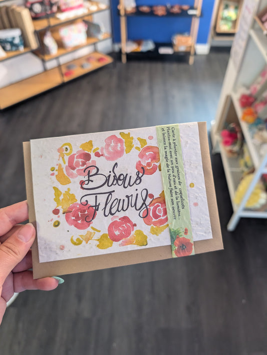 Carte à planter "Bisous fleuris"