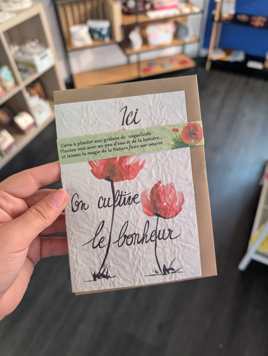 Carte à planter "Ici on cultive le bonheur"
