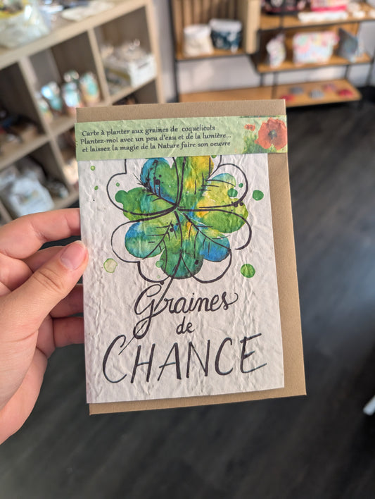 Carte à planter "Graines de chance"