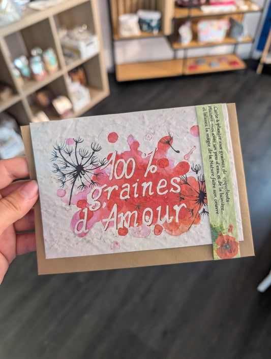 Carte à planter "100% graines d'amour"