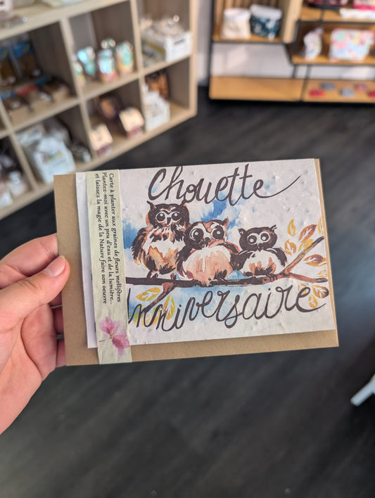 Carte à planter "Chouette Anniversaire"