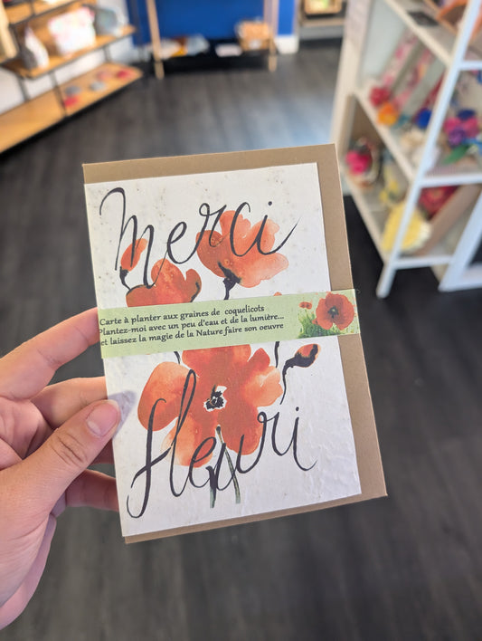 Carte à planter "Merci fleuri"